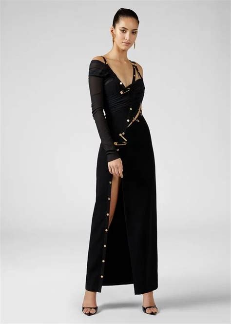 versace gown black|black versace dress.